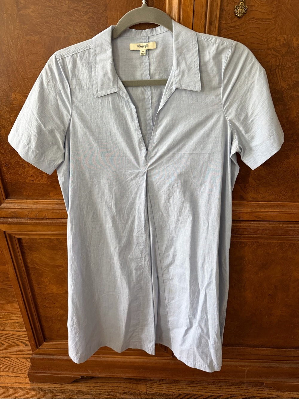 Madewell Light Blue Short-Sleeve Button-Front poplin dress